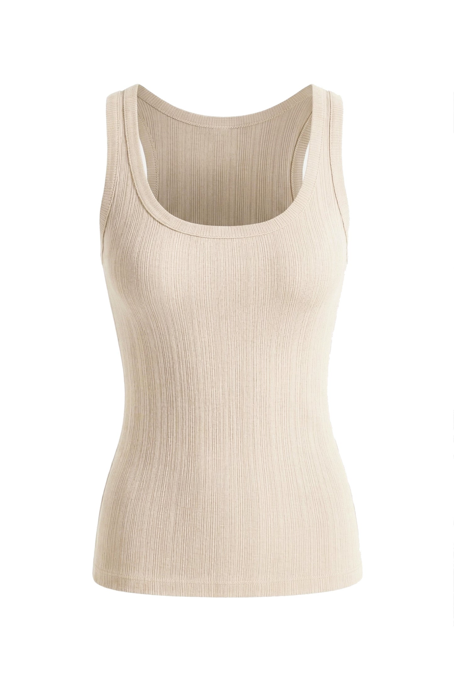 Ecru Lyocell Ribbed Tank Top