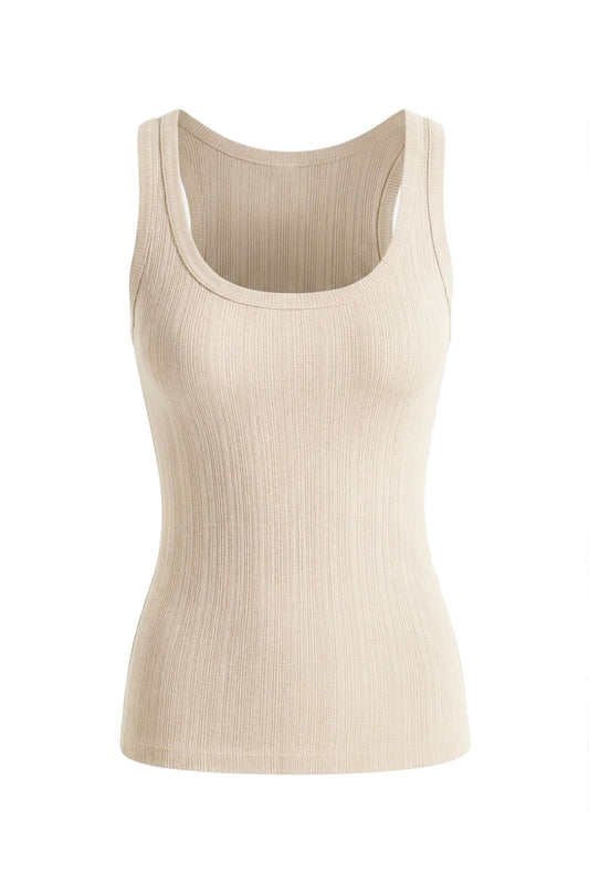 Ecru Lyocell Ribbed Tank Top