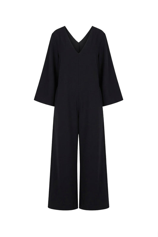 Black Organic Cotton Wide-Leg Jumpsuit