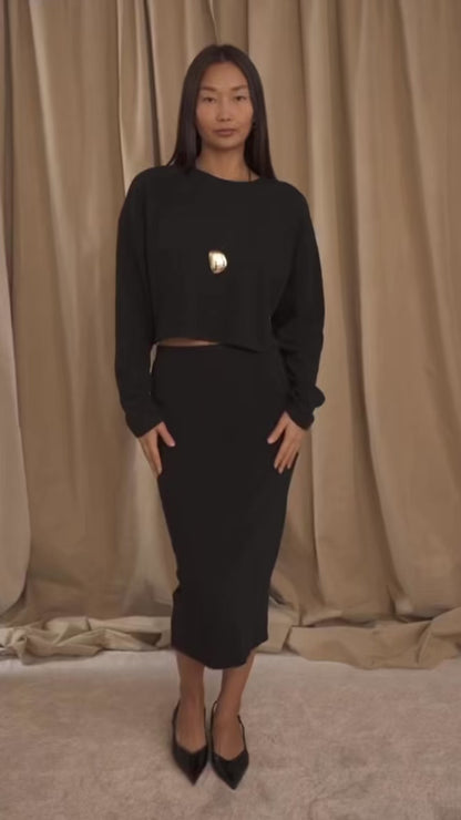 Black Organic Cotton Oversized Crop Top